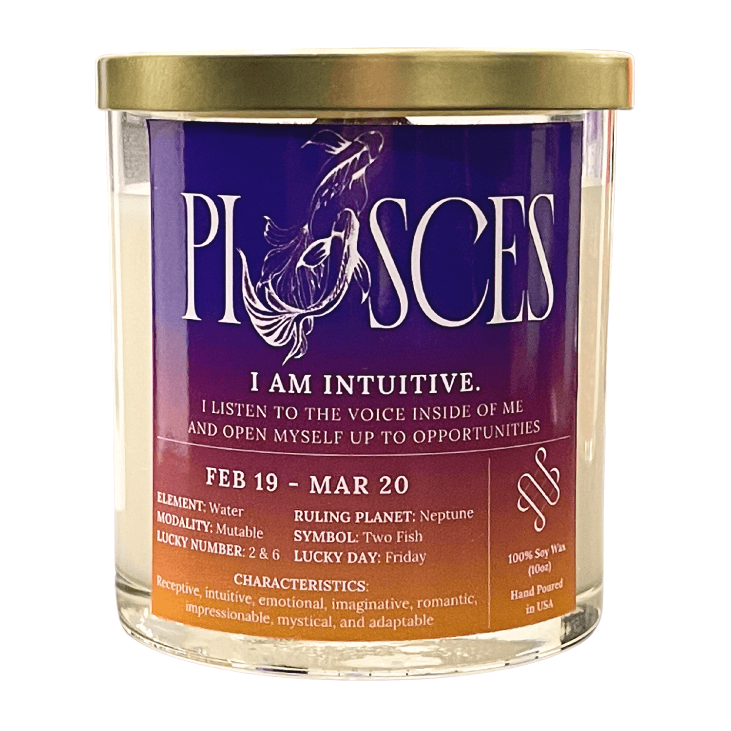 Pisces Zodiac Sign Candle