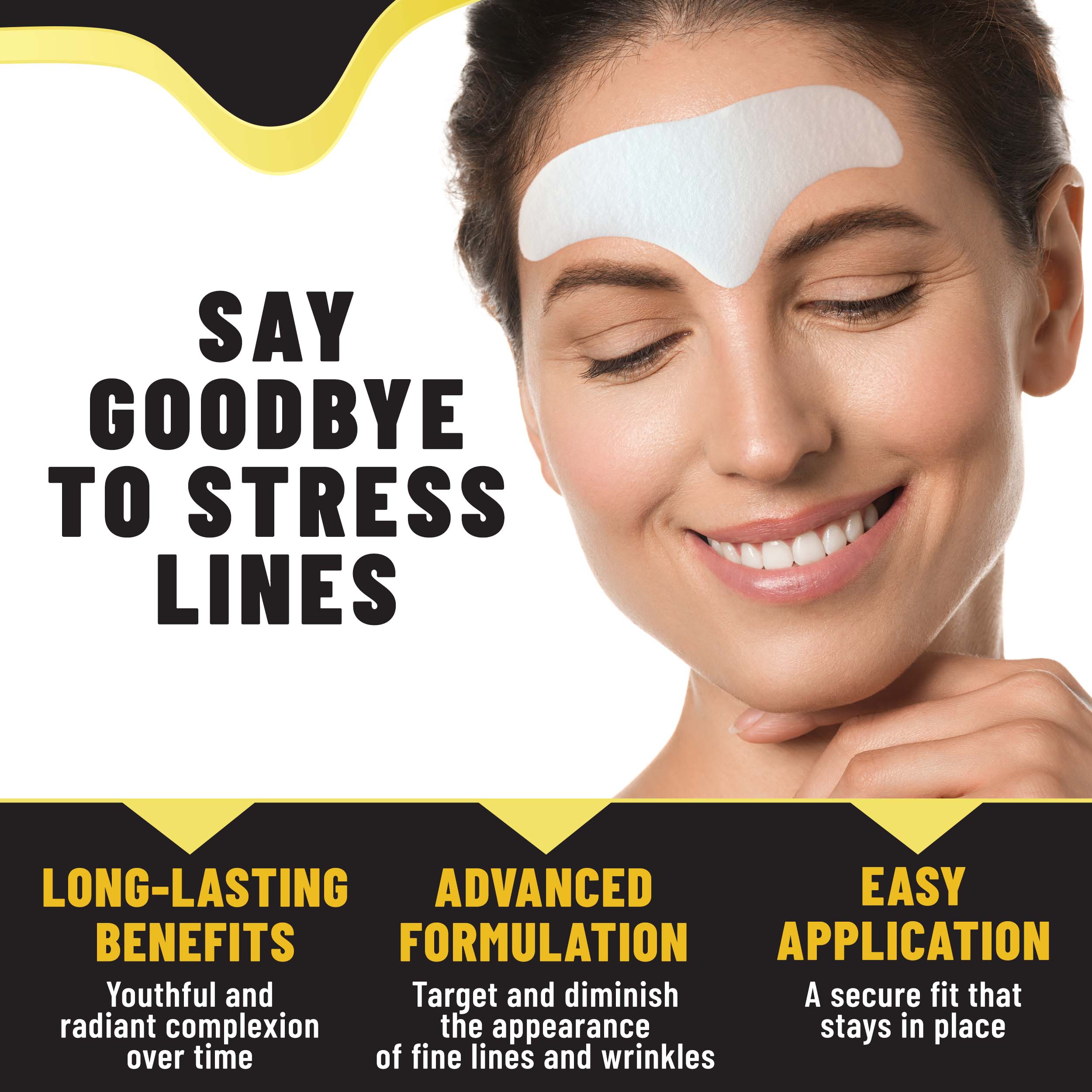 Forehead Wrinkle Patches, Smooth Fine Lines & Wrinkles, Anti-Wrinkle Strips for All Skin Types, 12 patches